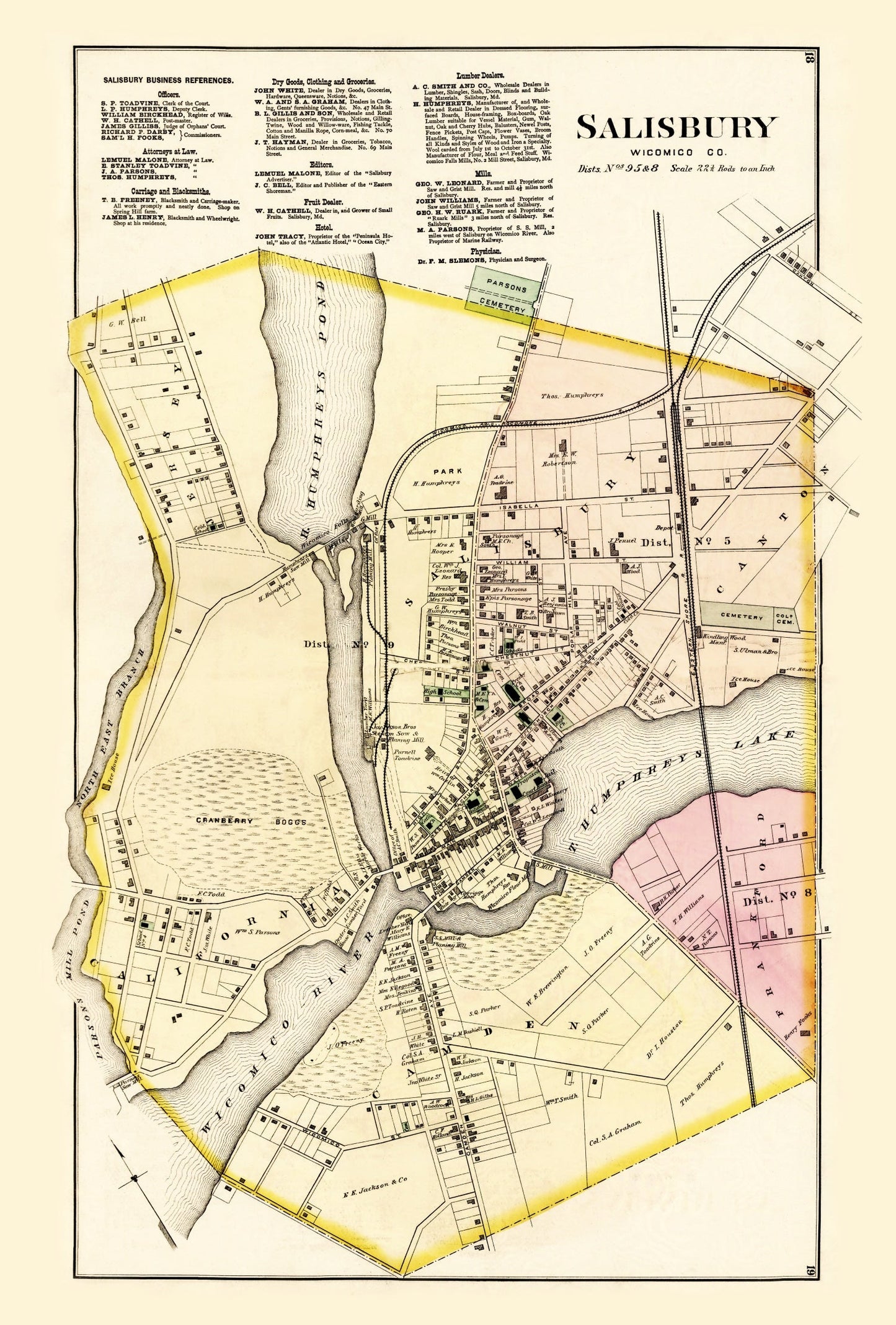 Vintage Map of Wicomico County, Maryland 1877