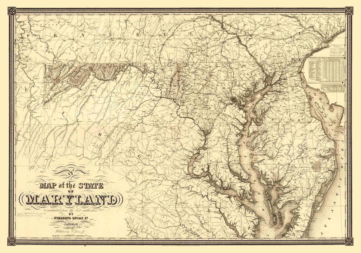 Vintage Map of Maryland 1841