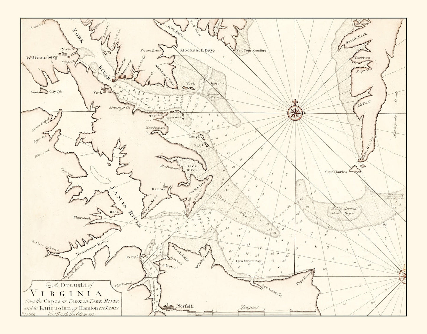 Vintage Map of Virginia 1742