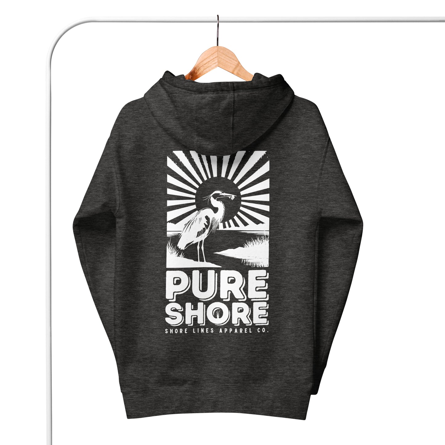 Pure Shore | Hoodie-charcoalheather-Shore Lines Apparel Co.
