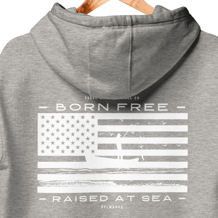 Born Free Raised at Sea | Hoodie-carbongrey-Shore Lines Apparel Co.