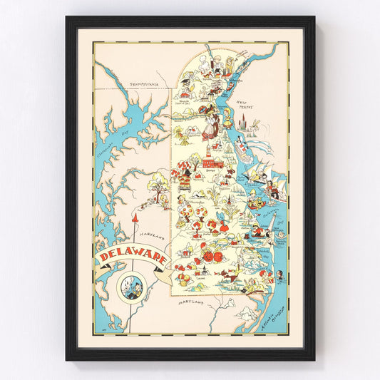 Vintage Map of Delaware 1935
