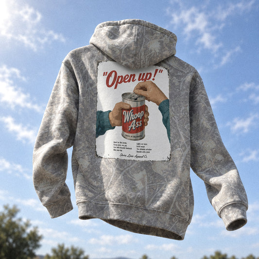 Whoop Ass Camo hoodie, Eastern Shore apparel by Shore Lines Apparel Co.