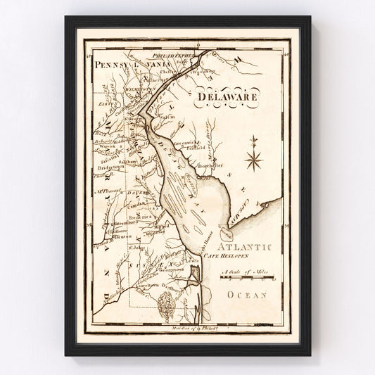 Vintage Map of Delaware 1795