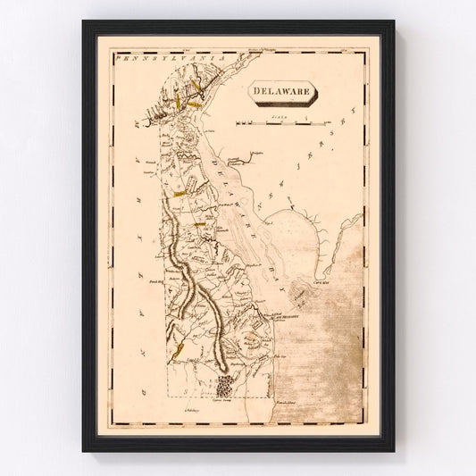 Vintage Map of Delaware 1812