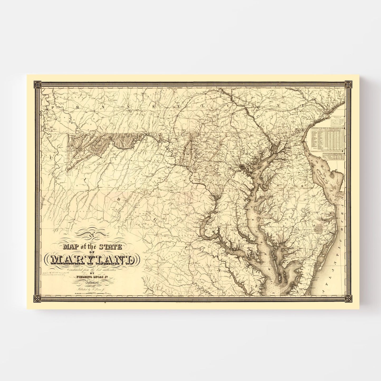 Vintage Map of Maryland 1841