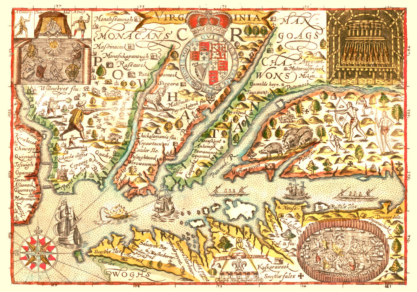 Vintage Map of Virginia 1637