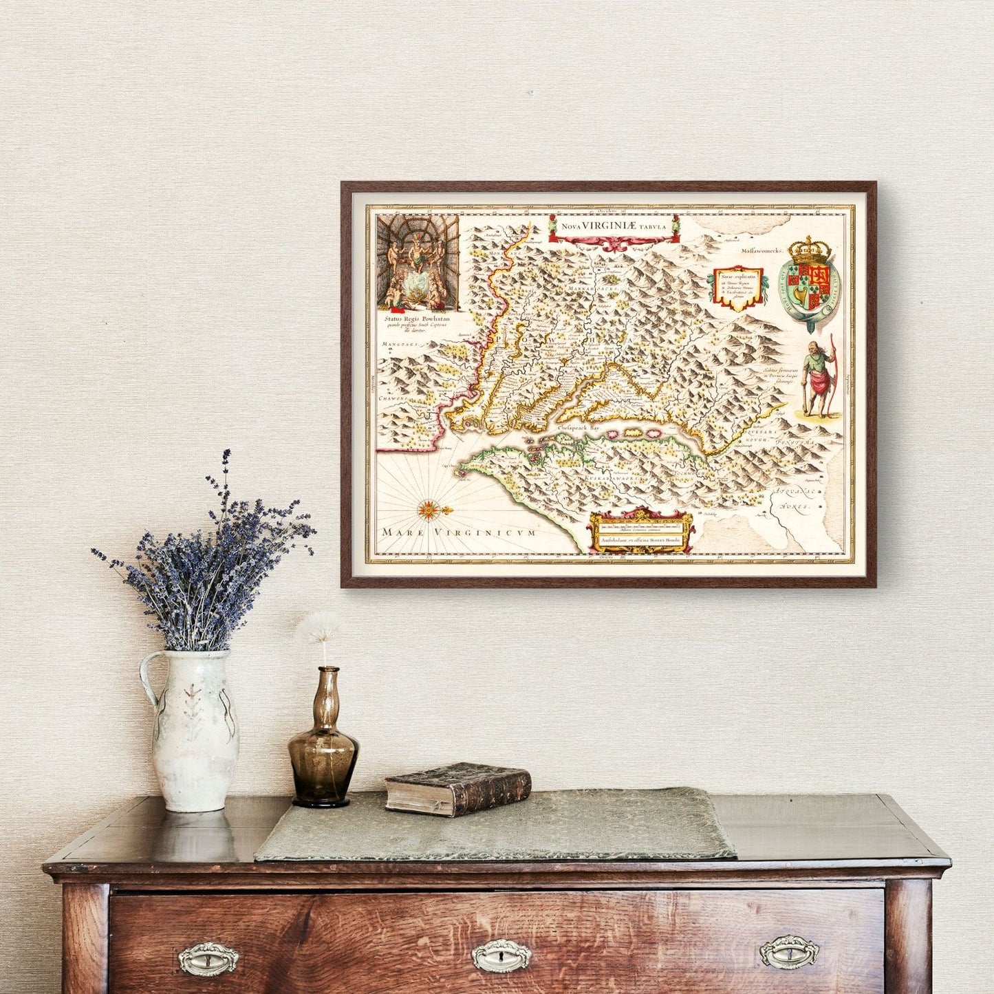 Vintage Map of Virginia 1644