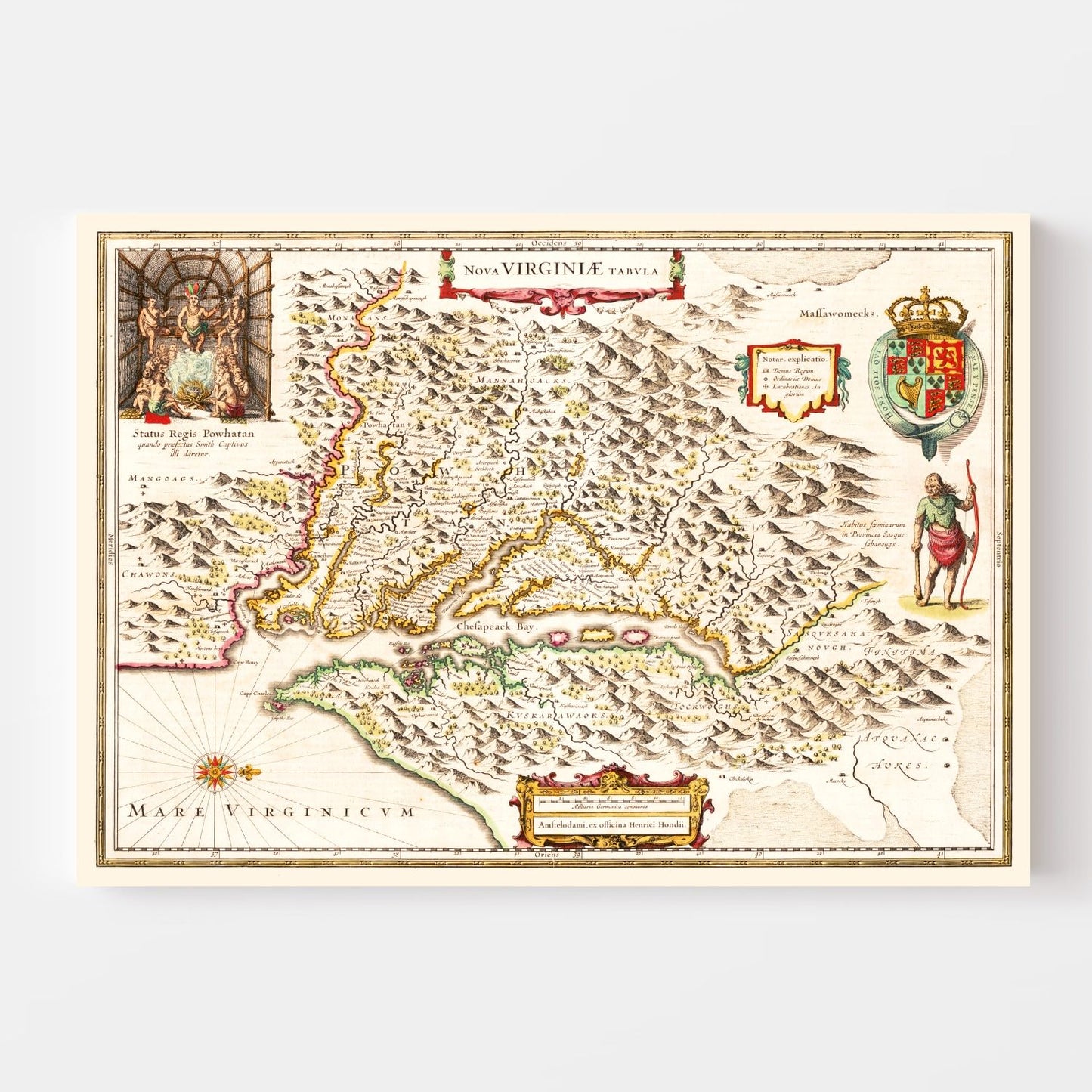 Vintage Map of Virginia 1644