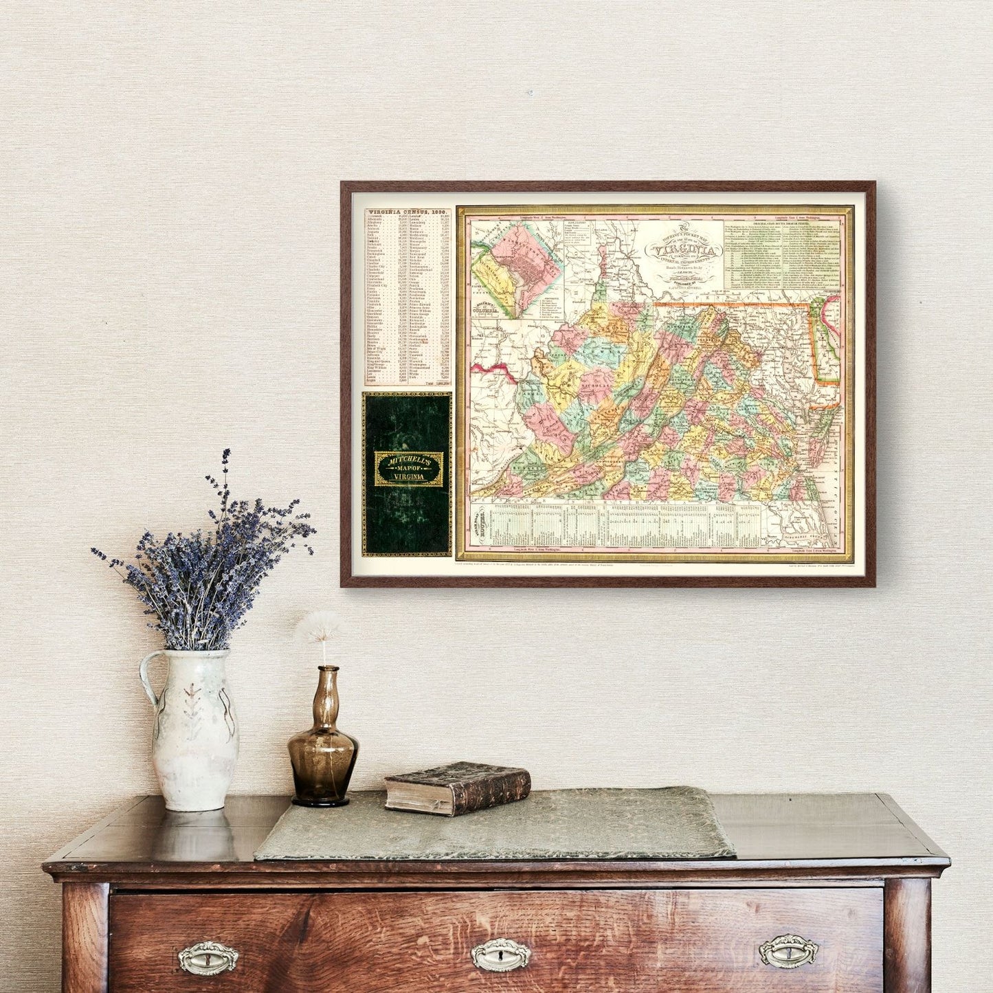 Vintage Map of Virginia 1834