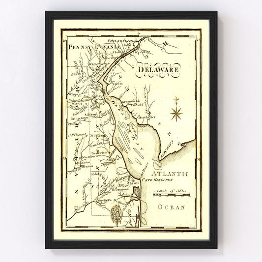 Vintage Map of Delaware 1795