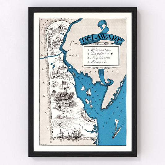 Vintage Map of Delaware 1931