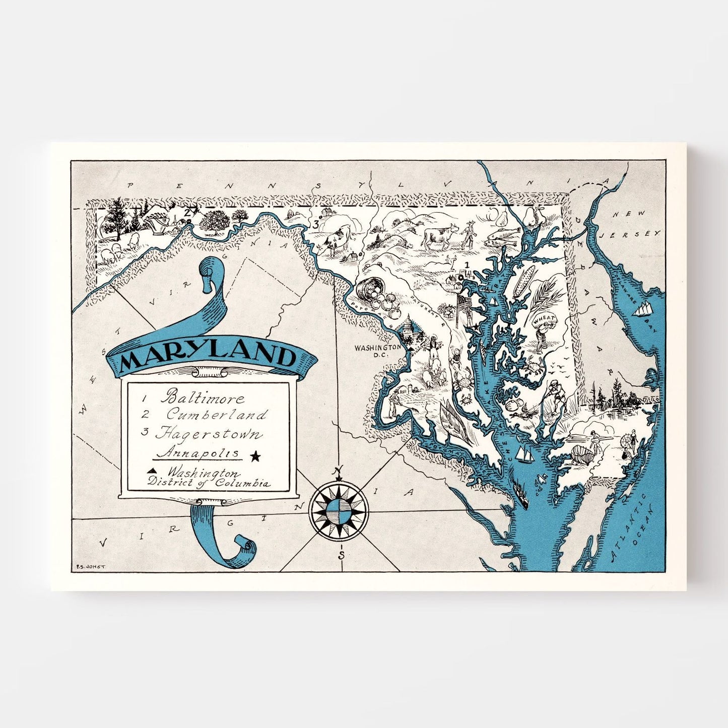Vintage Map of Maryland 1931