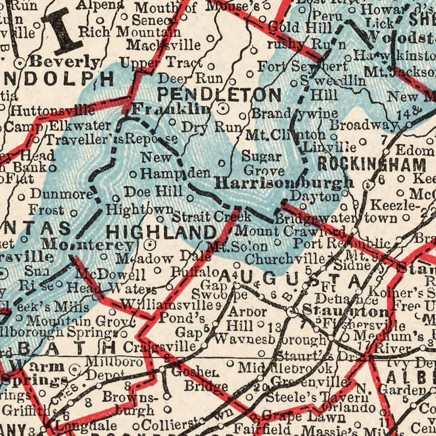 Vintage Map of Virginia, West Virginia, Maryland & Delaware 1893