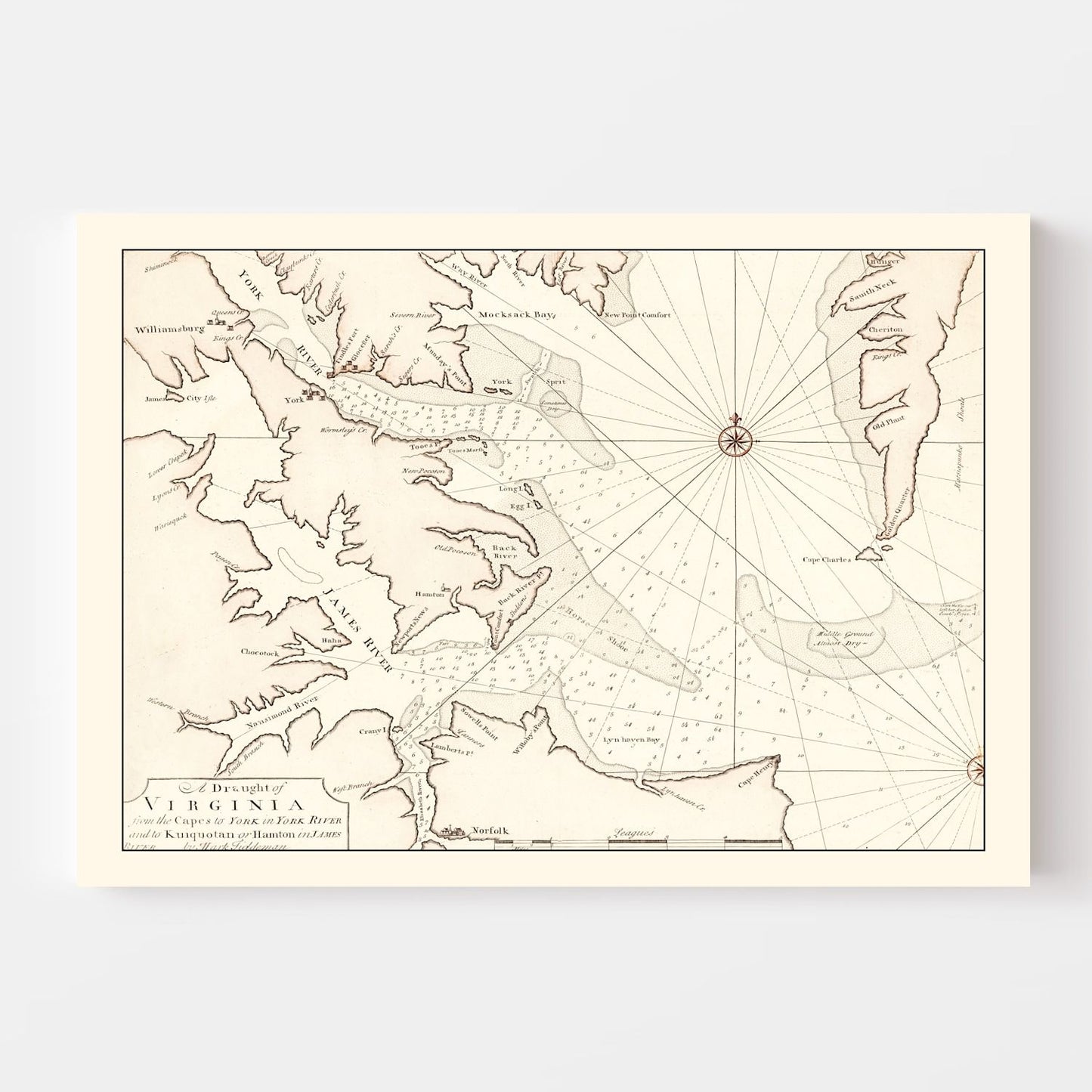 Vintage Map of Virginia 1742