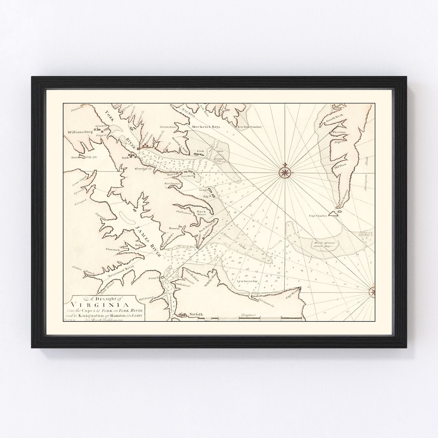 Vintage Map of Virginia 1742