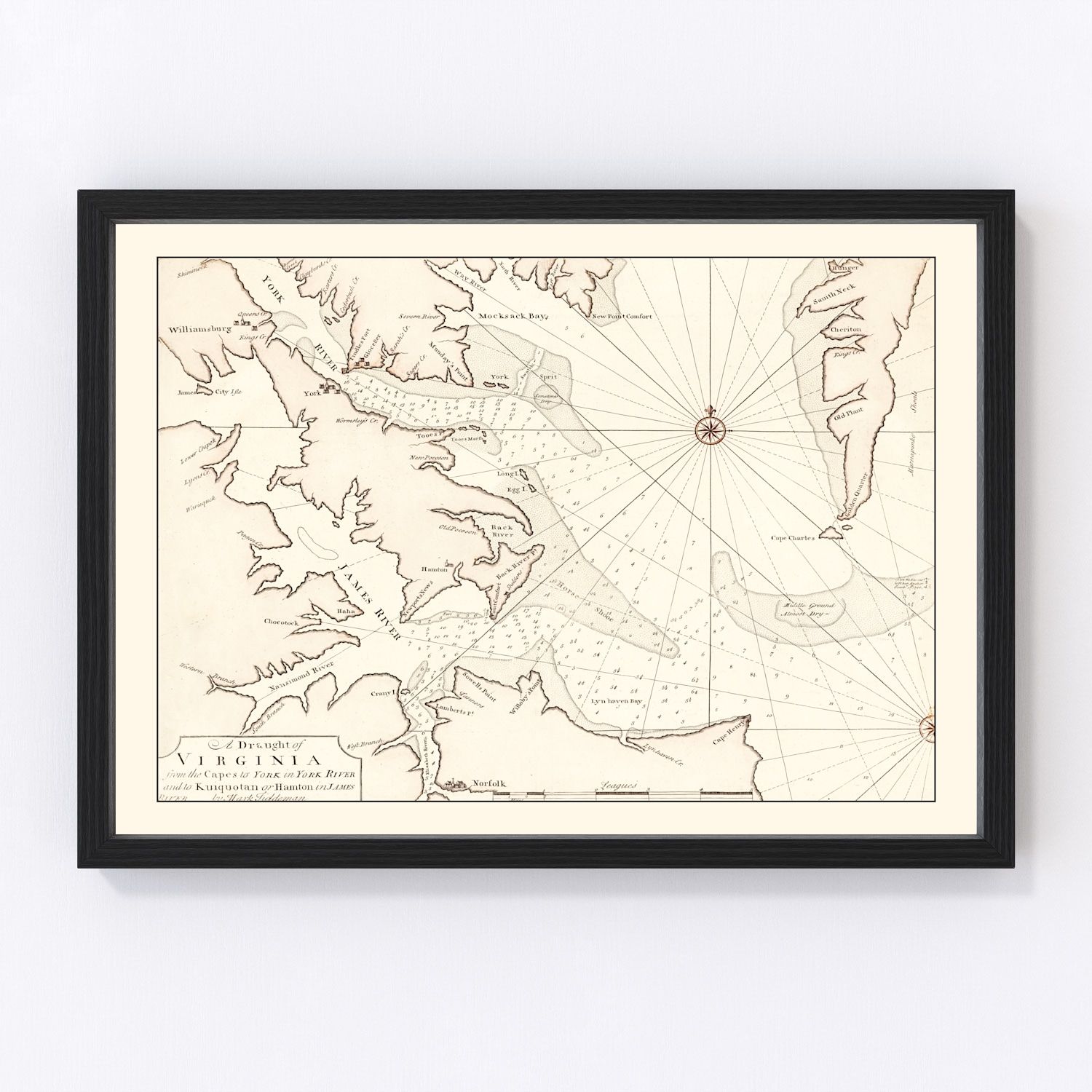 Vintage Map of Virginia 1742