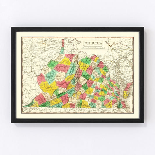 Vintage Map of Virginia 1831