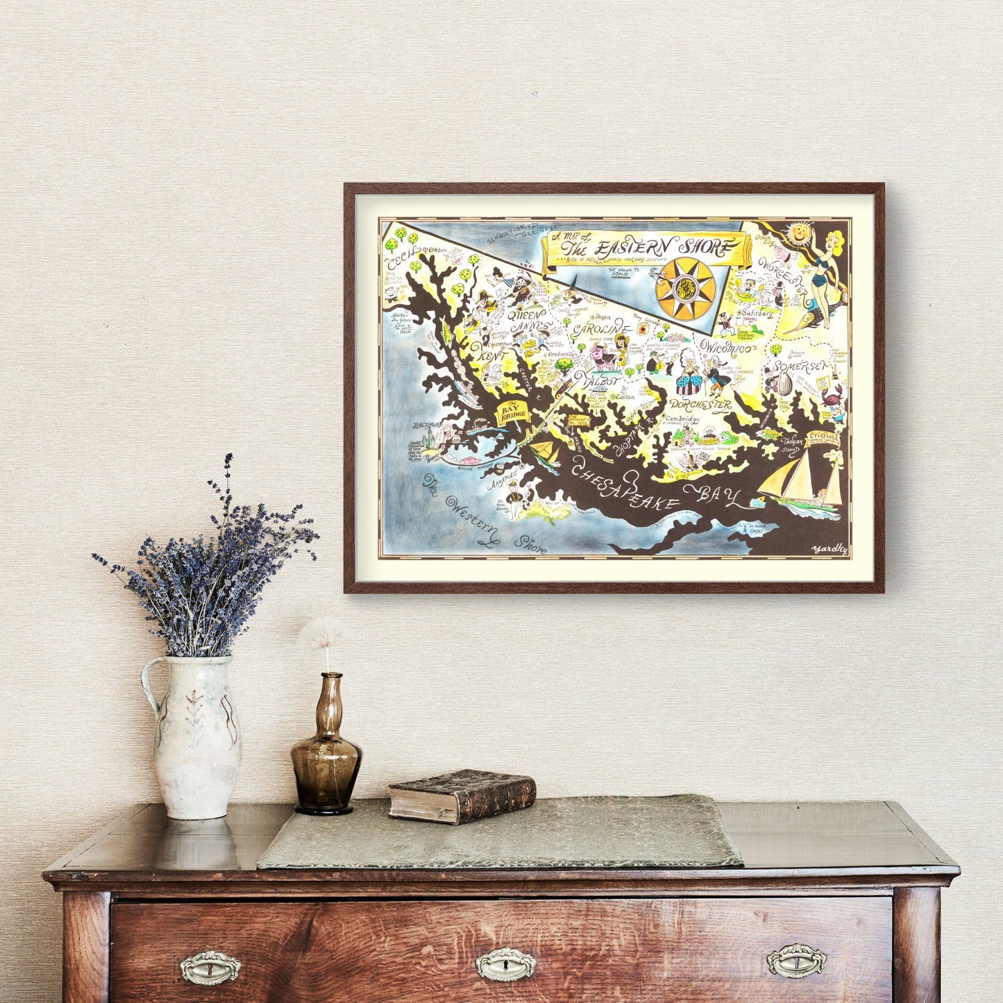 Vintage Map of Eastern Shore of Maryland, 1952