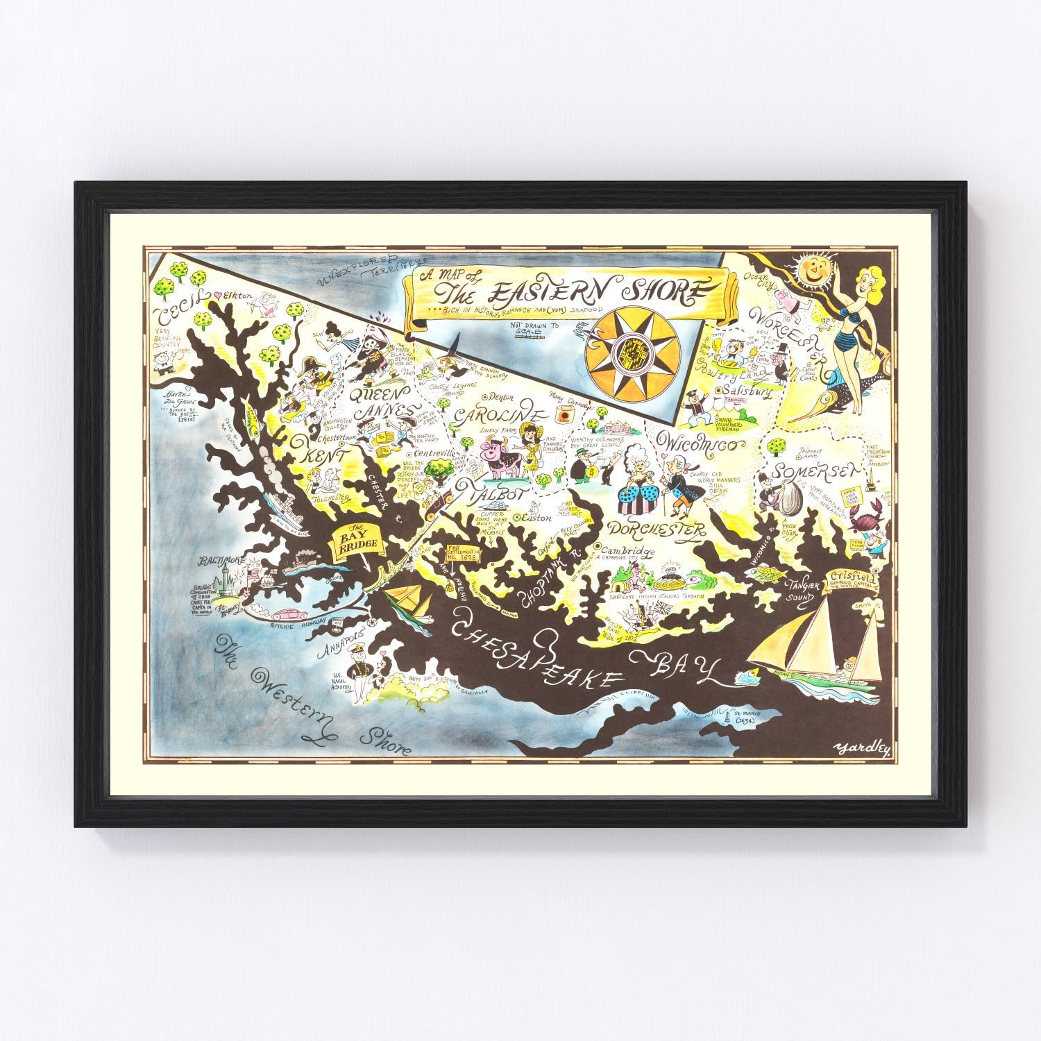 Vintage Map of Eastern Shore of Maryland, 1952