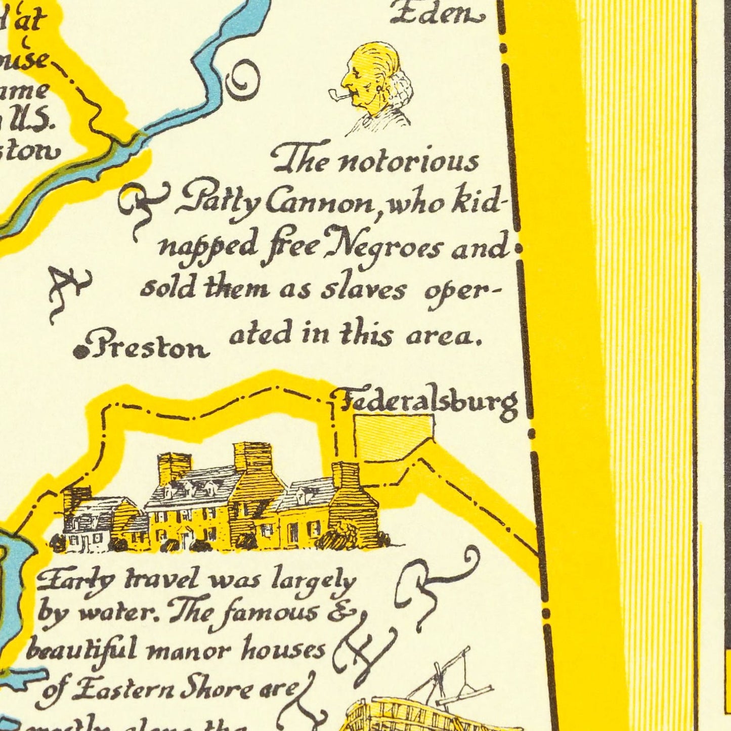 Vintage Map of Eastern Maryland Shore, 1957