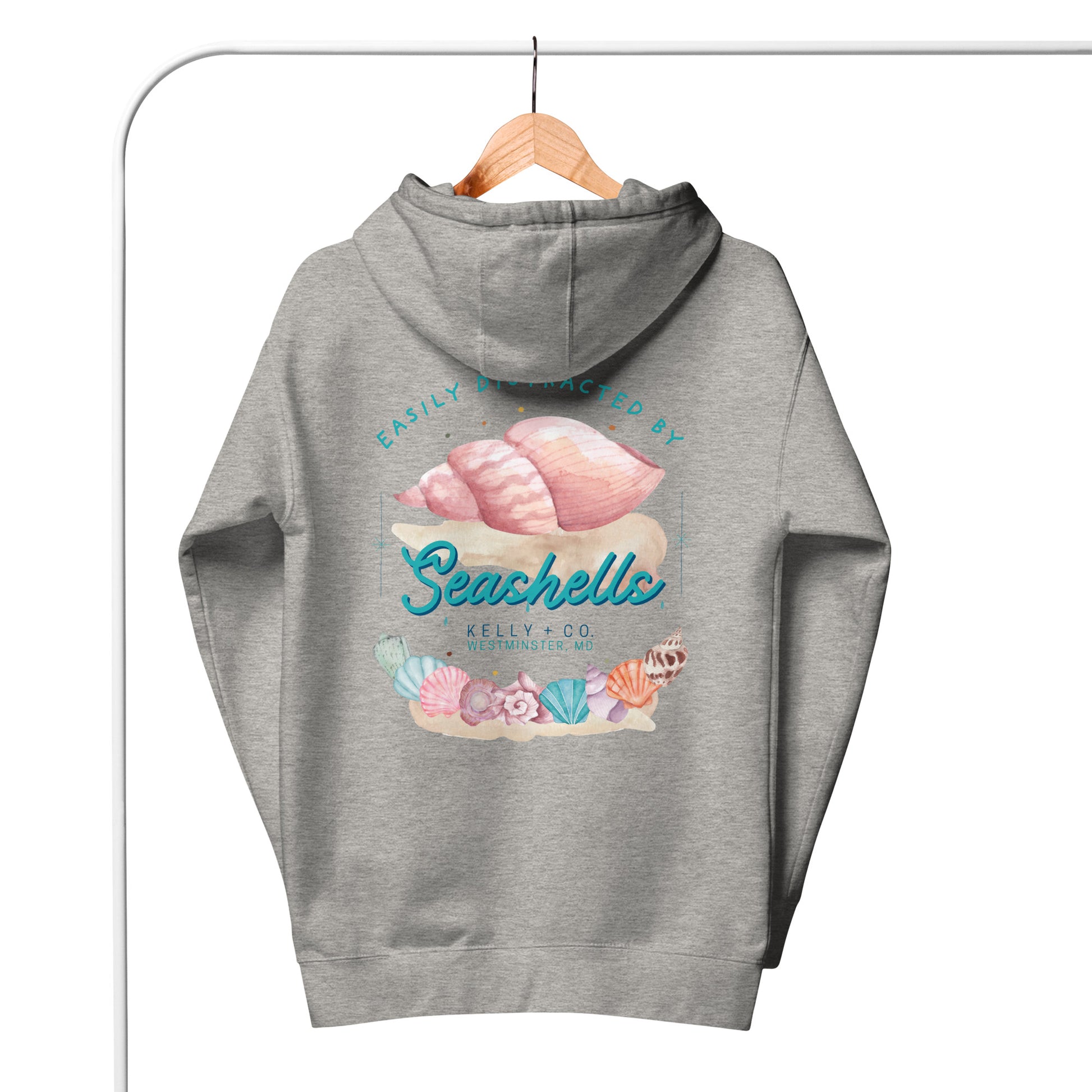 Easily Distracted by Seashells | Collab Hoodie-carbongrey-Shore Lines Apparel Co.