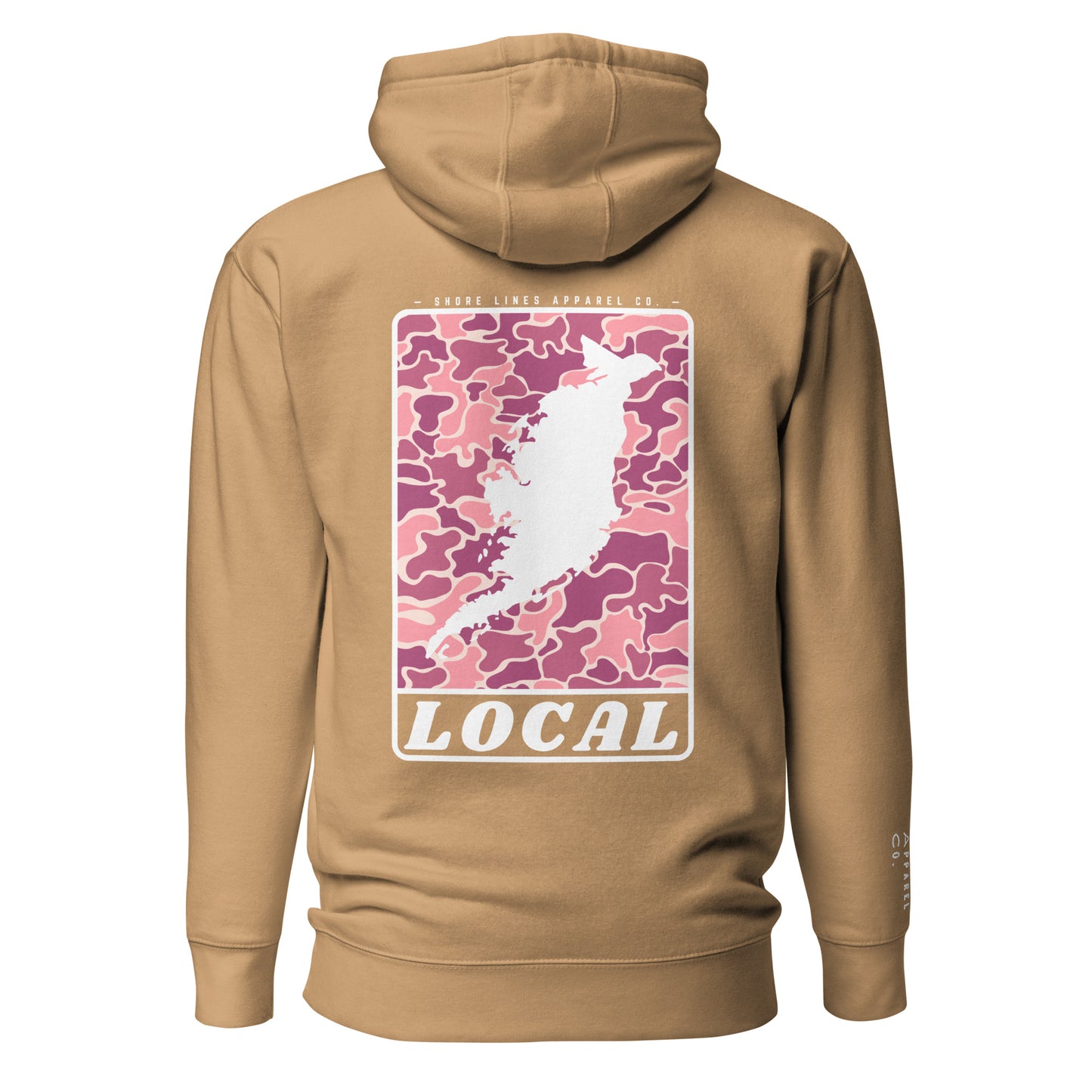 LOCAL (pink) | Hoodie-khaki-Shore Lines Apparel Co.