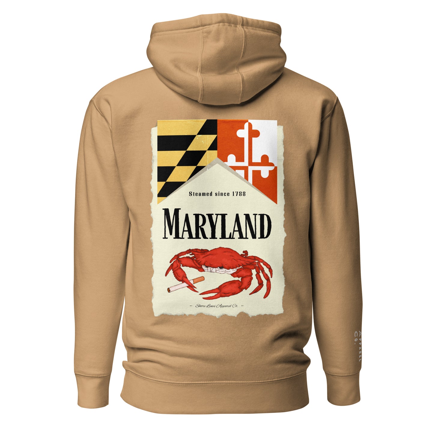 Maryland | Hoodie-khaki-Shore Lines Apparel Co.