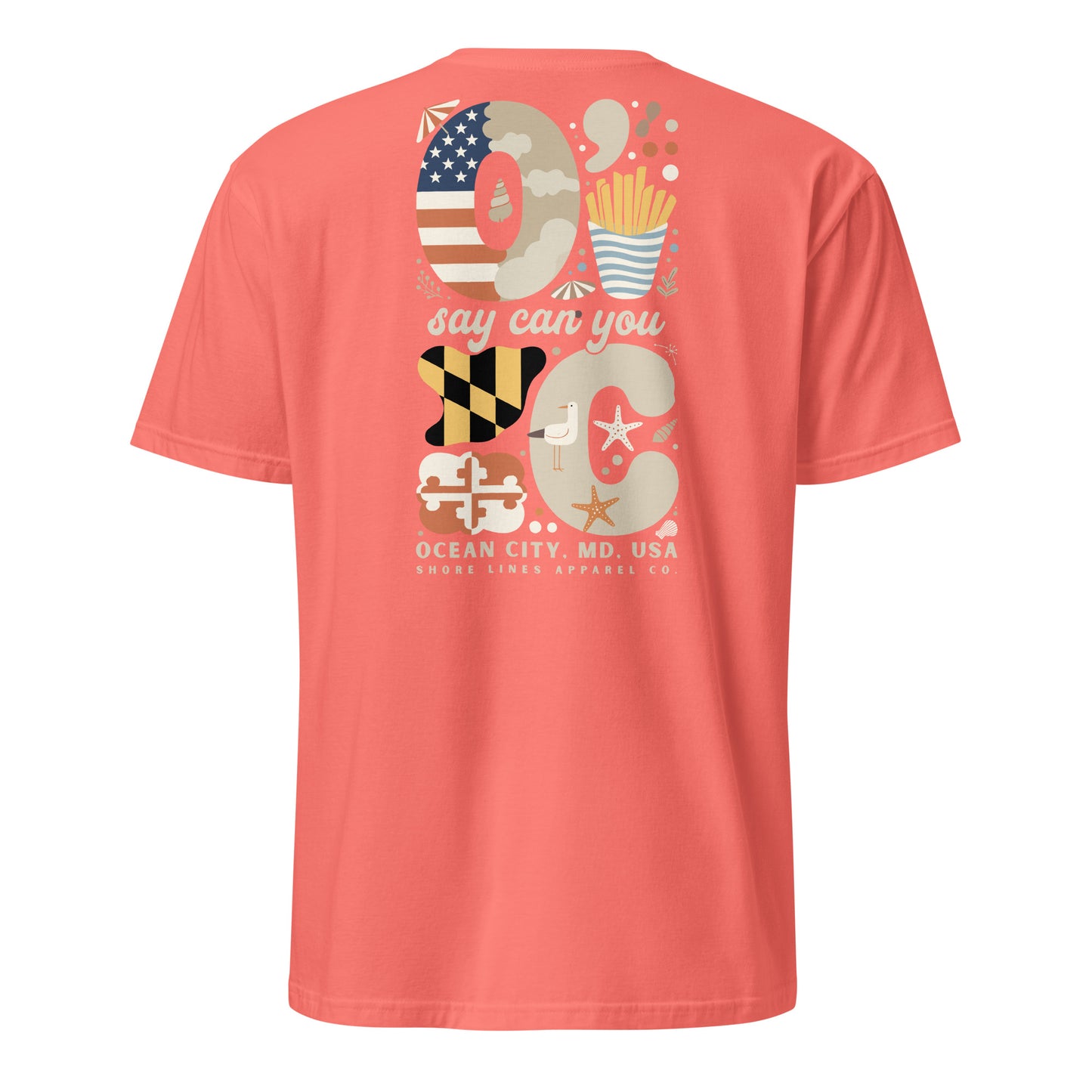 O Say Can You C | Short Sleeve-coral-Shore Lines Apparel Co.™