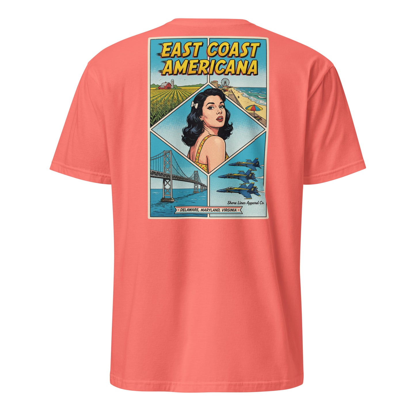 East Coast Americana | Short Sleeve-coral-Shore Lines Apparel Co.™