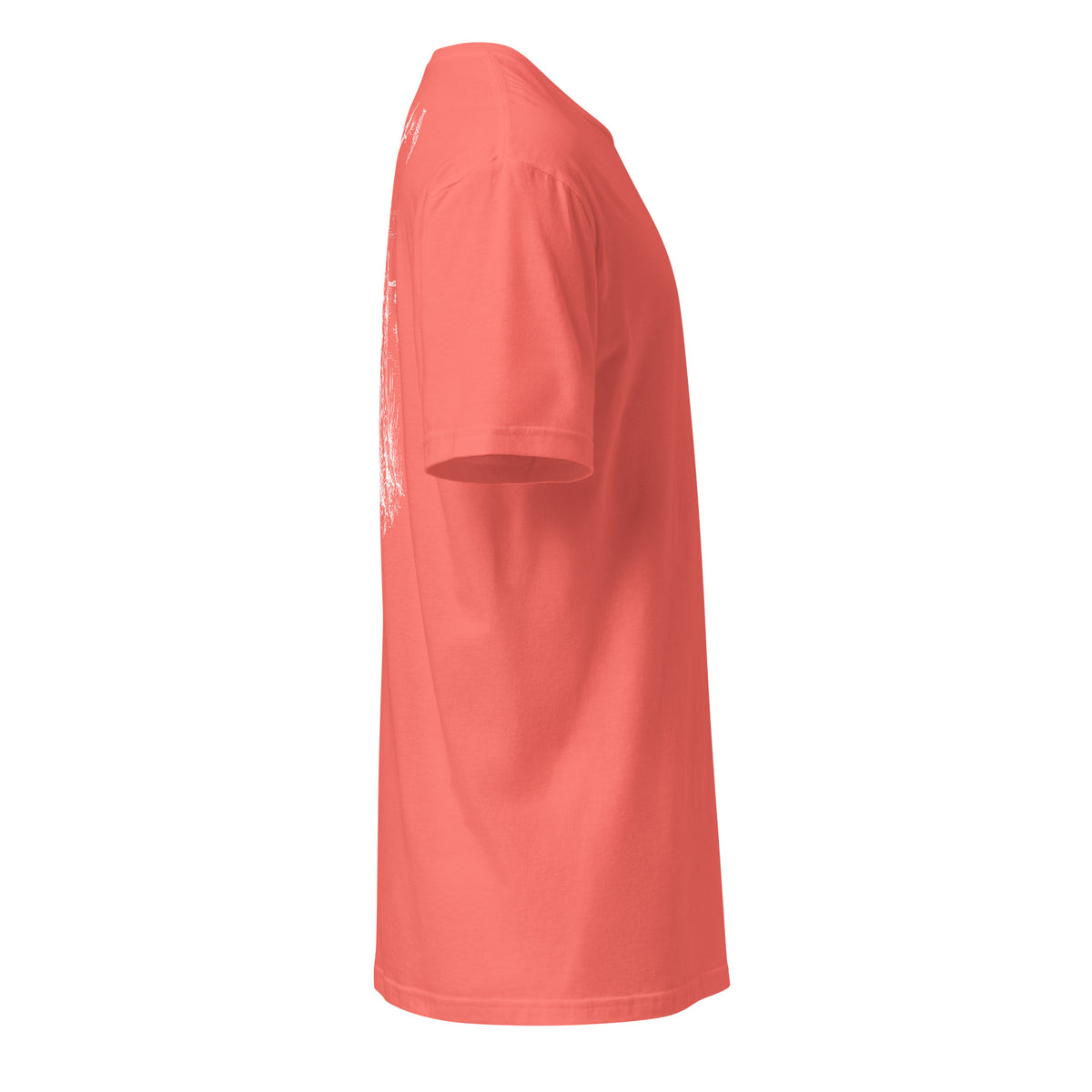 Be Still short sleeve tee in Coral Silk, side view by Shore Lines Apparel Co.