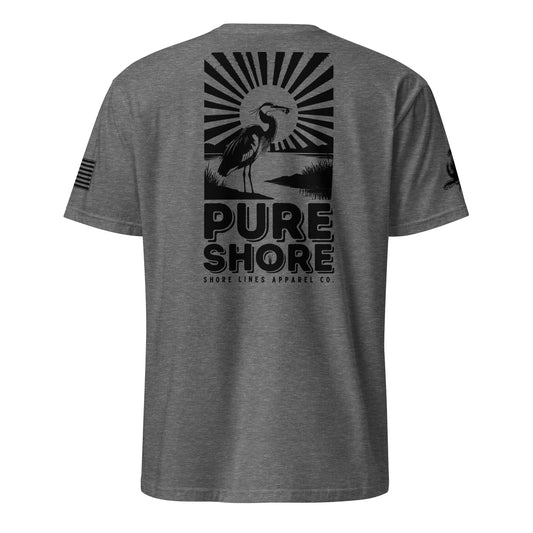 Pure Shore premium short sleeve tee in Graphite Heather, back view by Shore Lines Apparel Co.