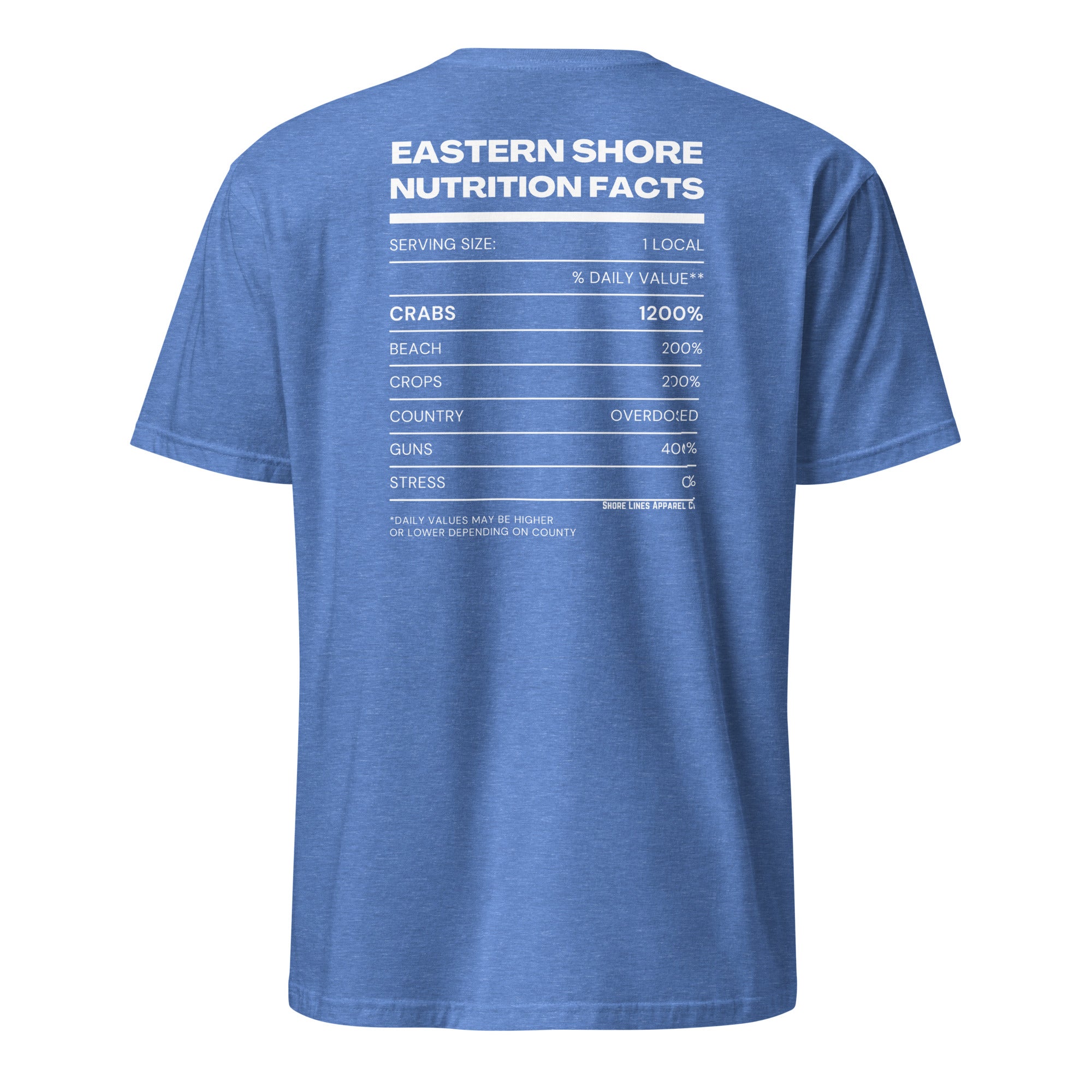 Nutrition Facts | Short Sleeve-heatherroyal-Shore Lines Apparel Co.