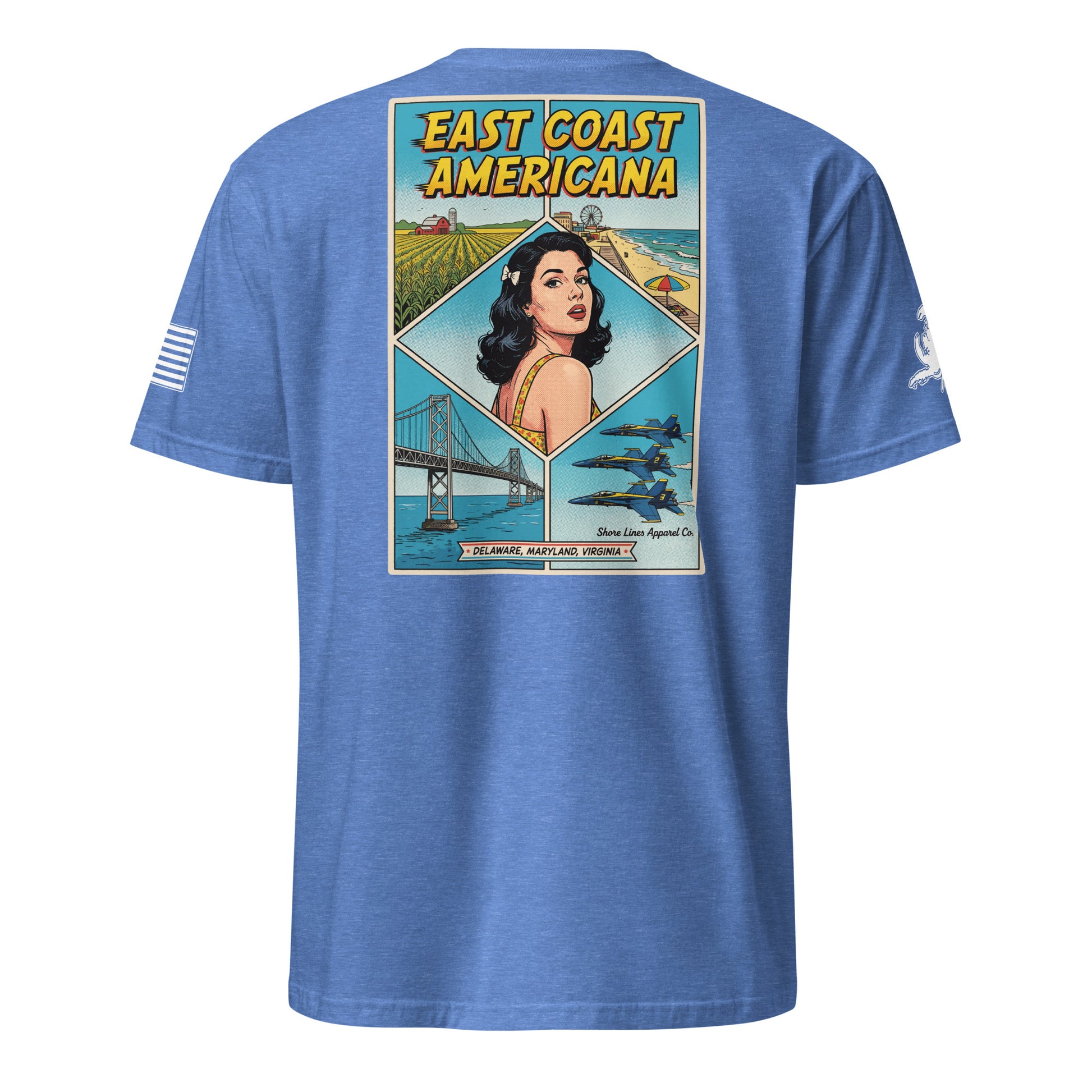 East Coast Americana | Short Sleeve P-heatherroyal-Shore Lines Apparel Co.™