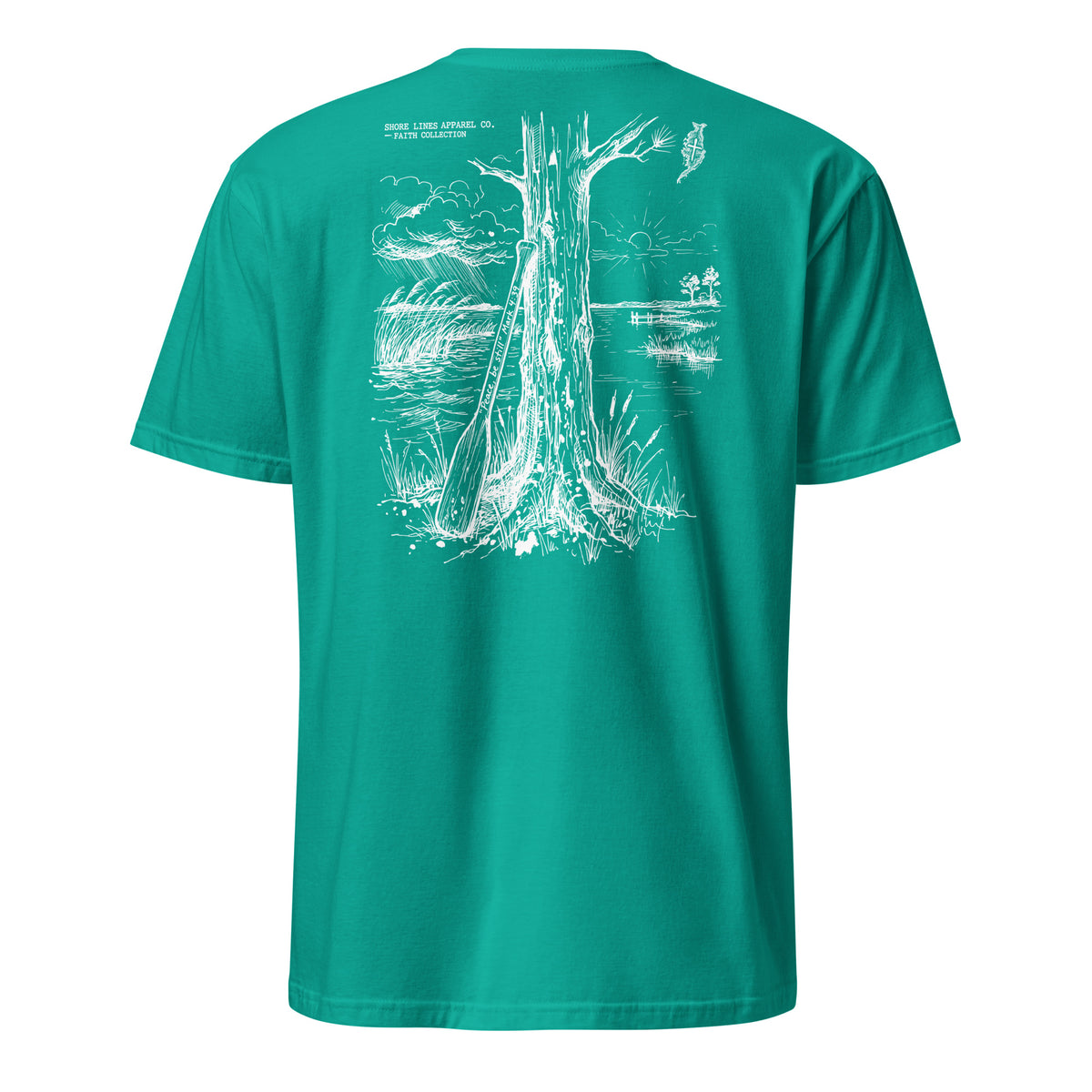 Be Still short sleeve tee in Jade Dome, back view by Shore Lines Apparel Co.