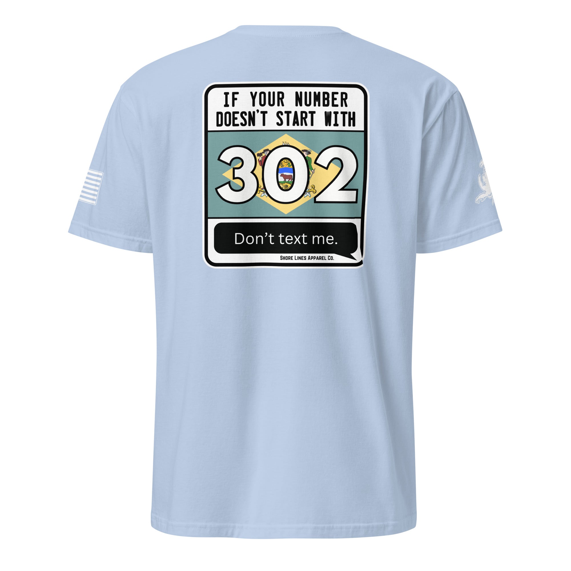 302 Area Code | Short Sleeve P-lightblue-Shore Lines Apparel Co.
