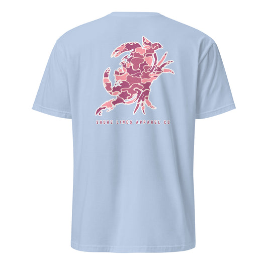 Crabinsula Pink Camo | SS-lightblue-Shore Lines Apparel Co.