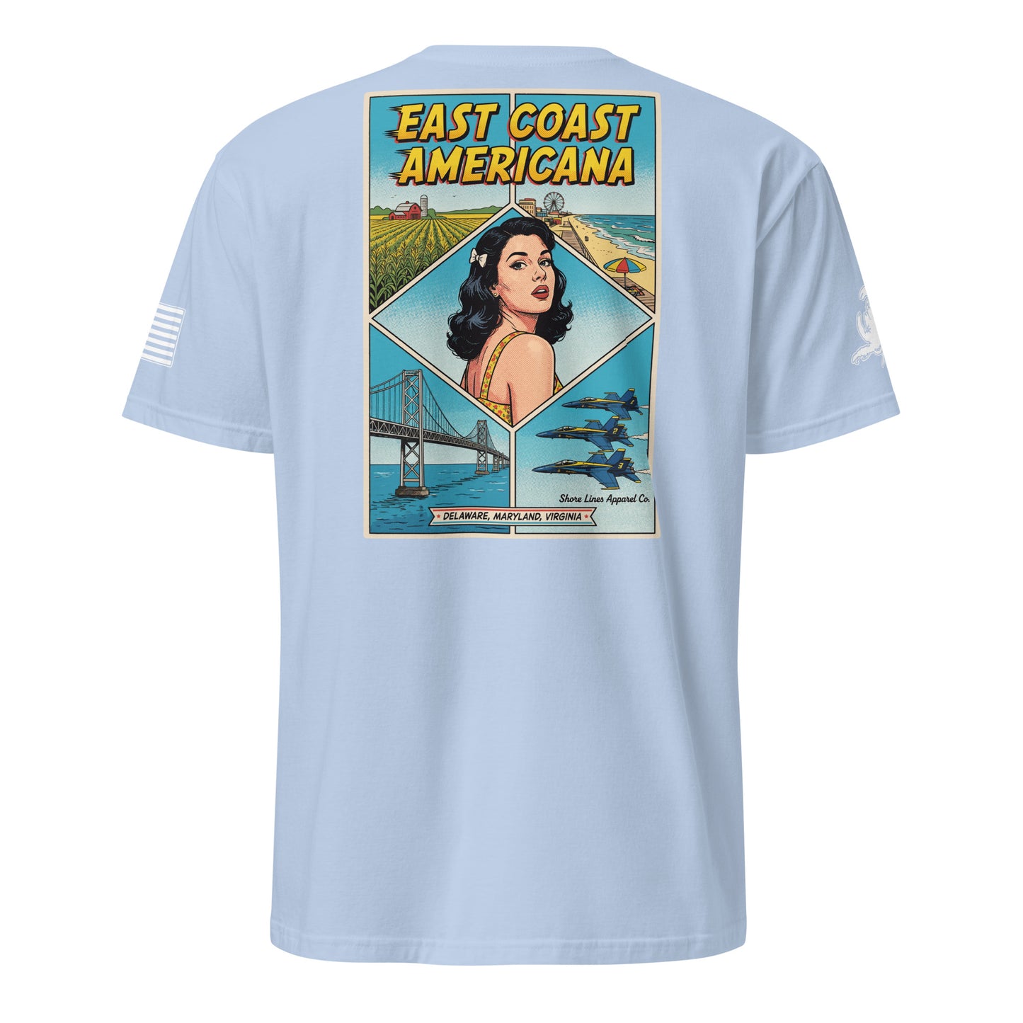 East Coast Americana | Short Sleeve P-lightblue-Shore Lines Apparel Co.™