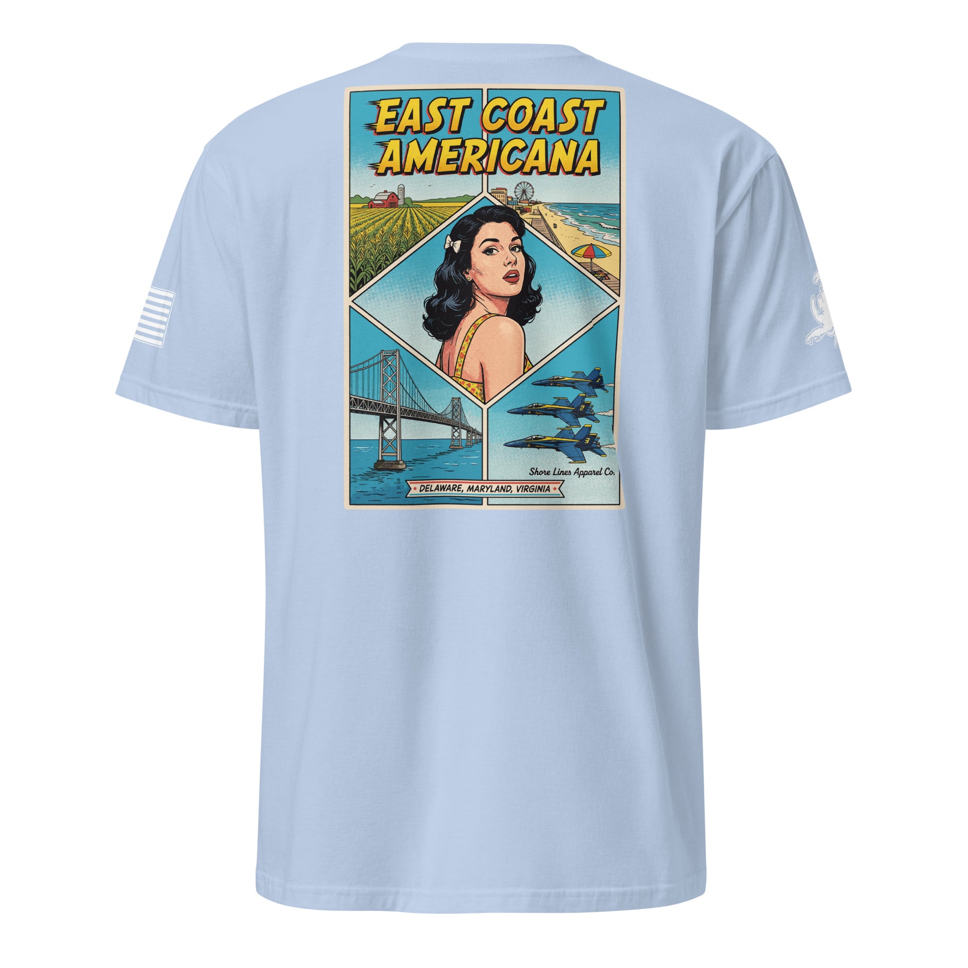 East Coast Americana | Short Sleeve P-lightblue-Shore Lines Apparel Co.™