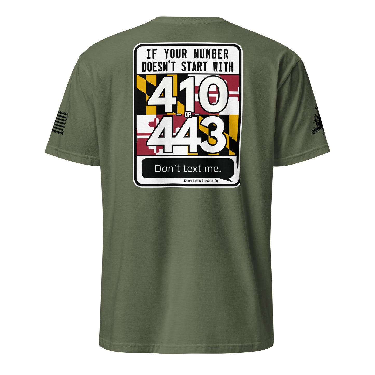410/443 Area Code | SS P-militarygreen-Shore Lines Apparel Co.