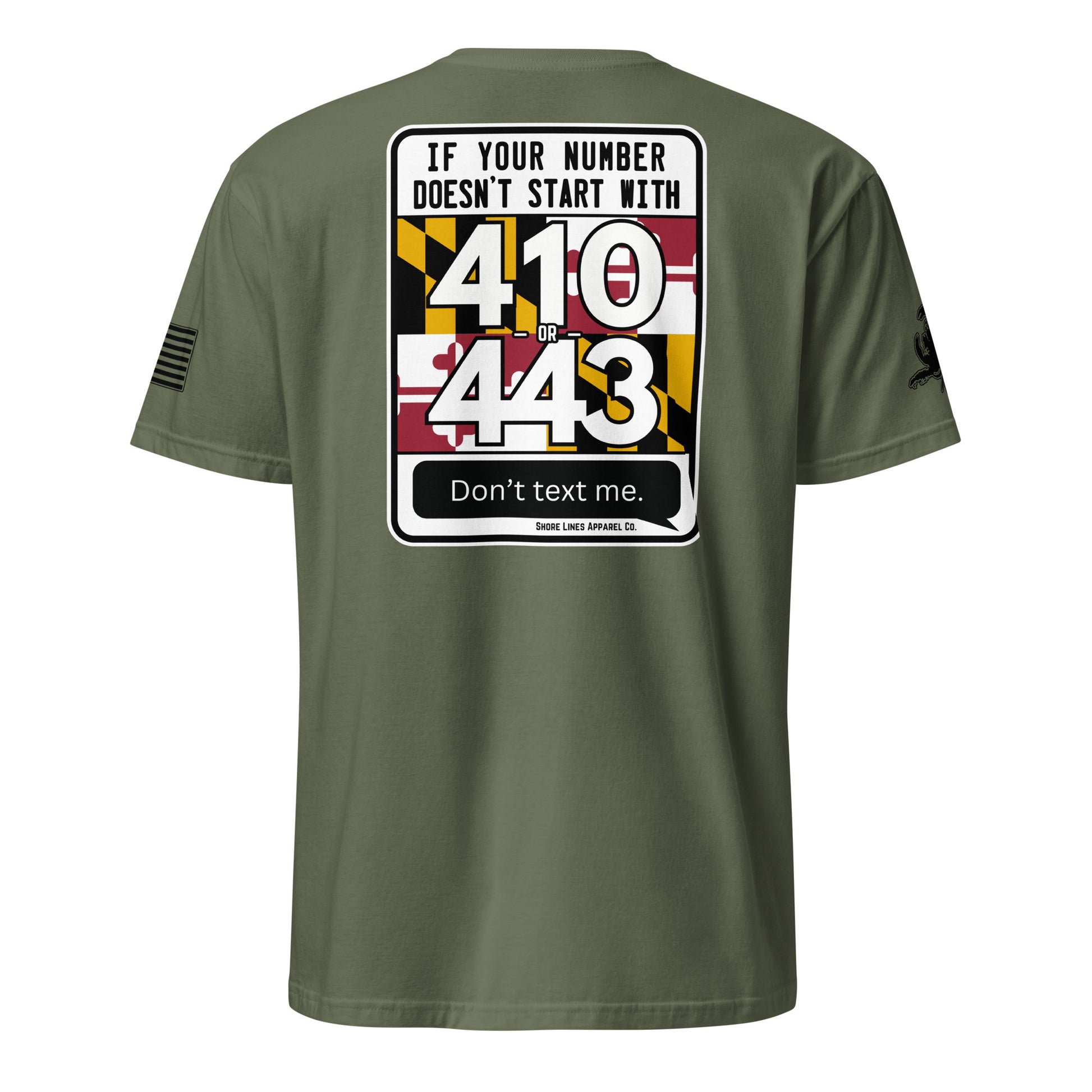 410/443 Area Code | SS P-militarygreen-Shore Lines Apparel Co.