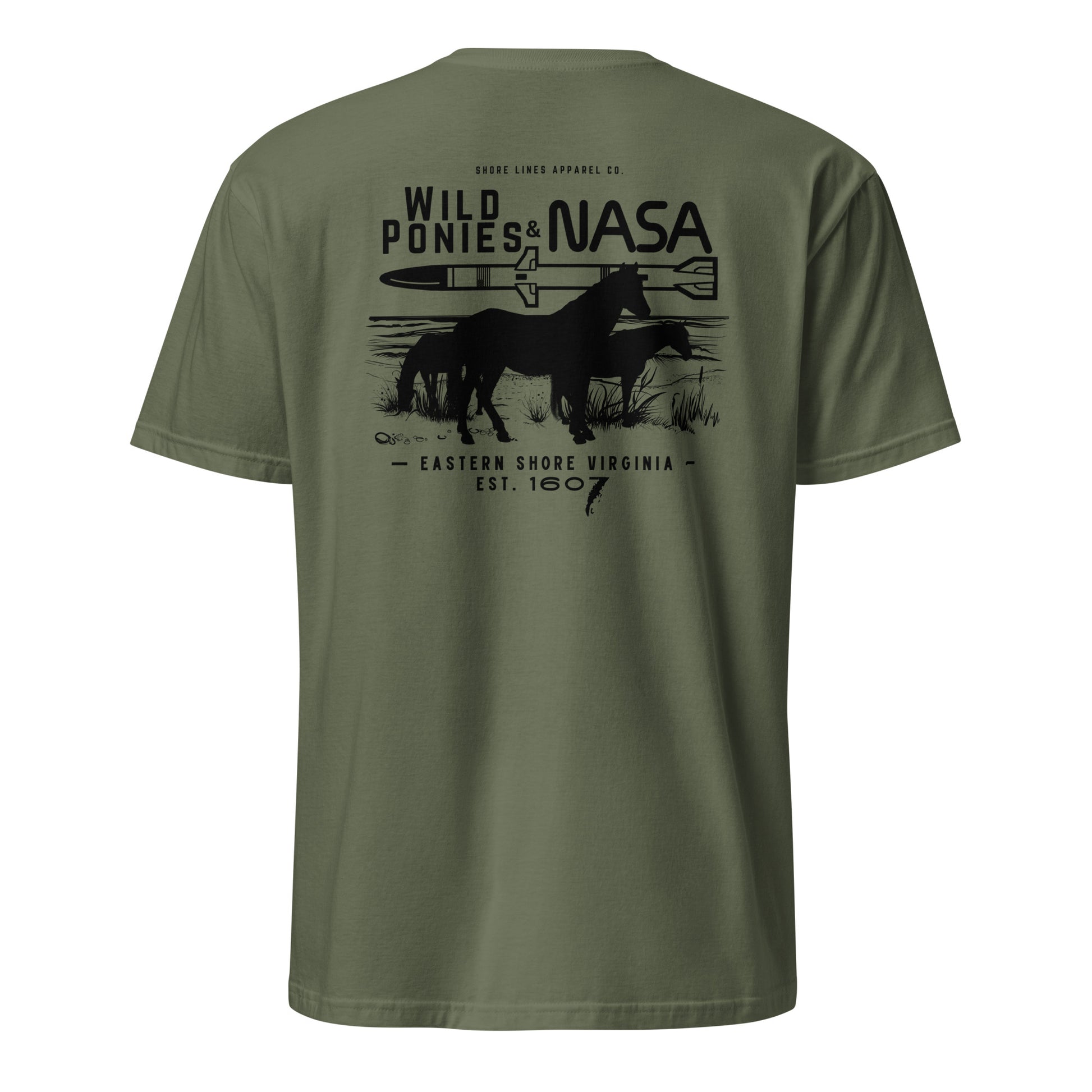 Wild Ponies & NASA | SS-militarygreen-Shore Lines Apparel Co.
