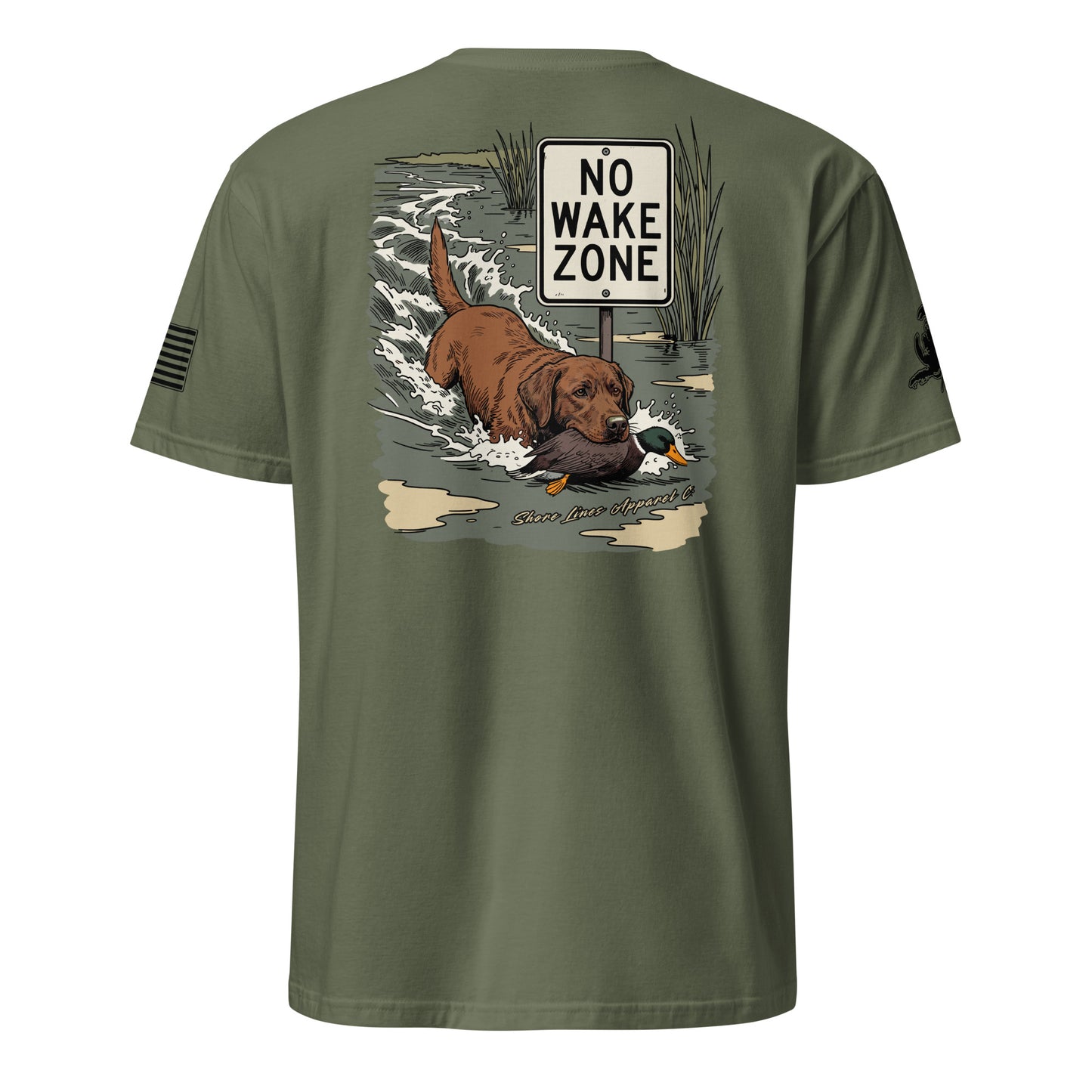 No Wake Zone | Short Sleeve P-militarygreen-Shore Lines Apparel Co.™