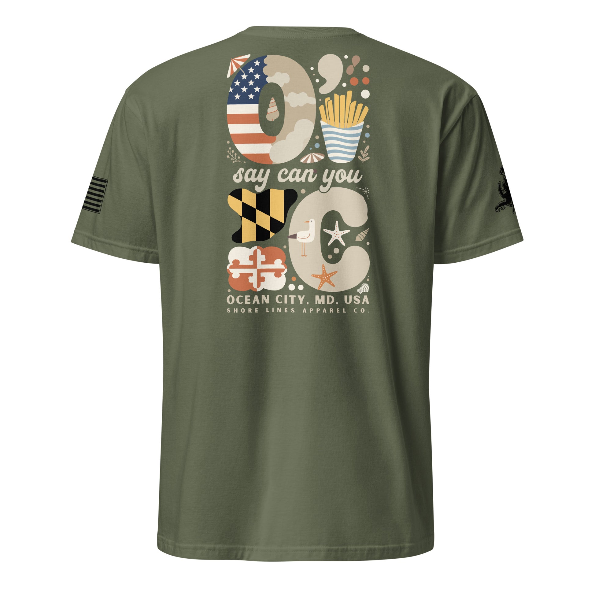 O Say Can You C | Short Sleeve P-militarygreen-Shore Lines Apparel Co.™
