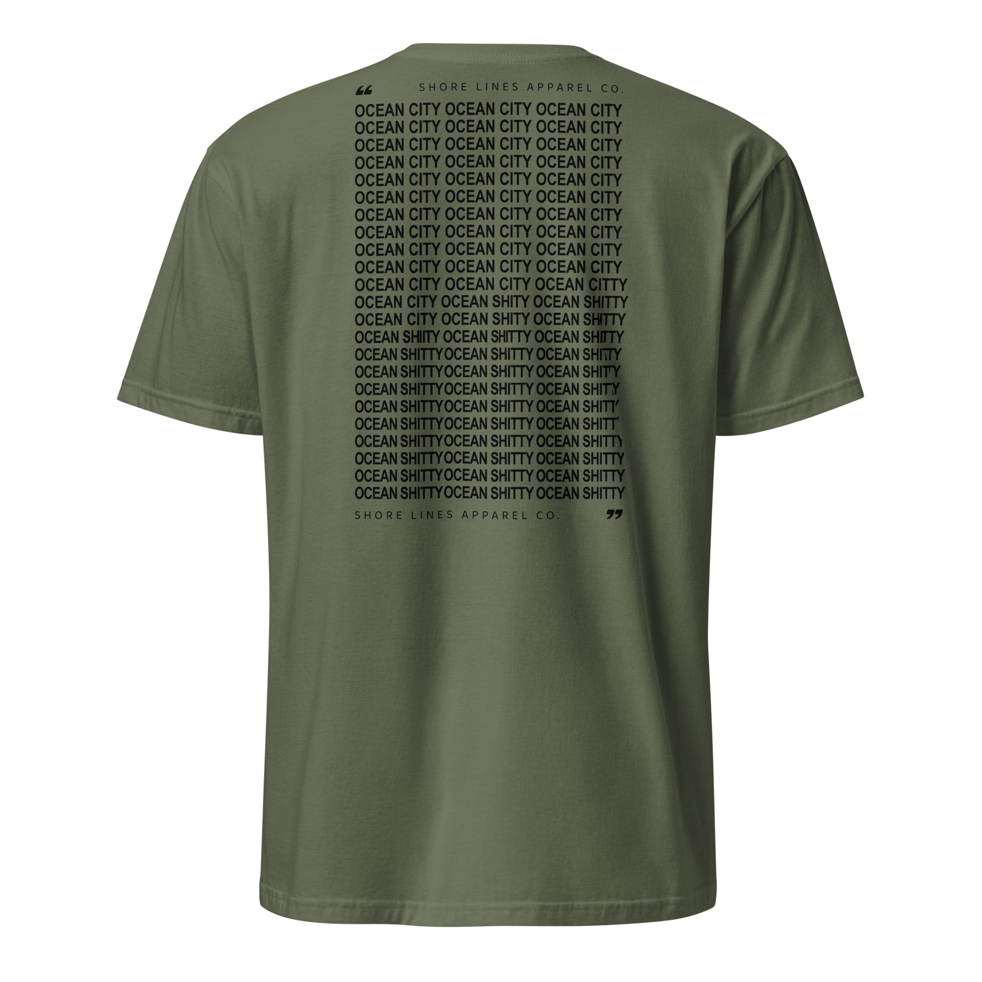 Ocean Shitty | Short Sleeve-militarygreen-Shore Lines Apparel Co.™