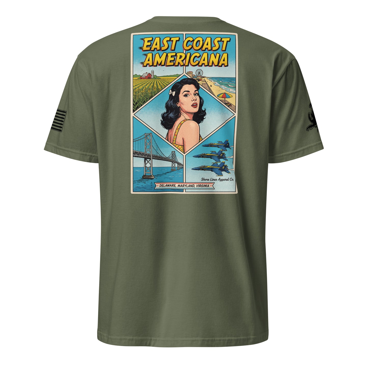East Coast Americana | Short Sleeve P-militarygreen-Shore Lines Apparel Co.™