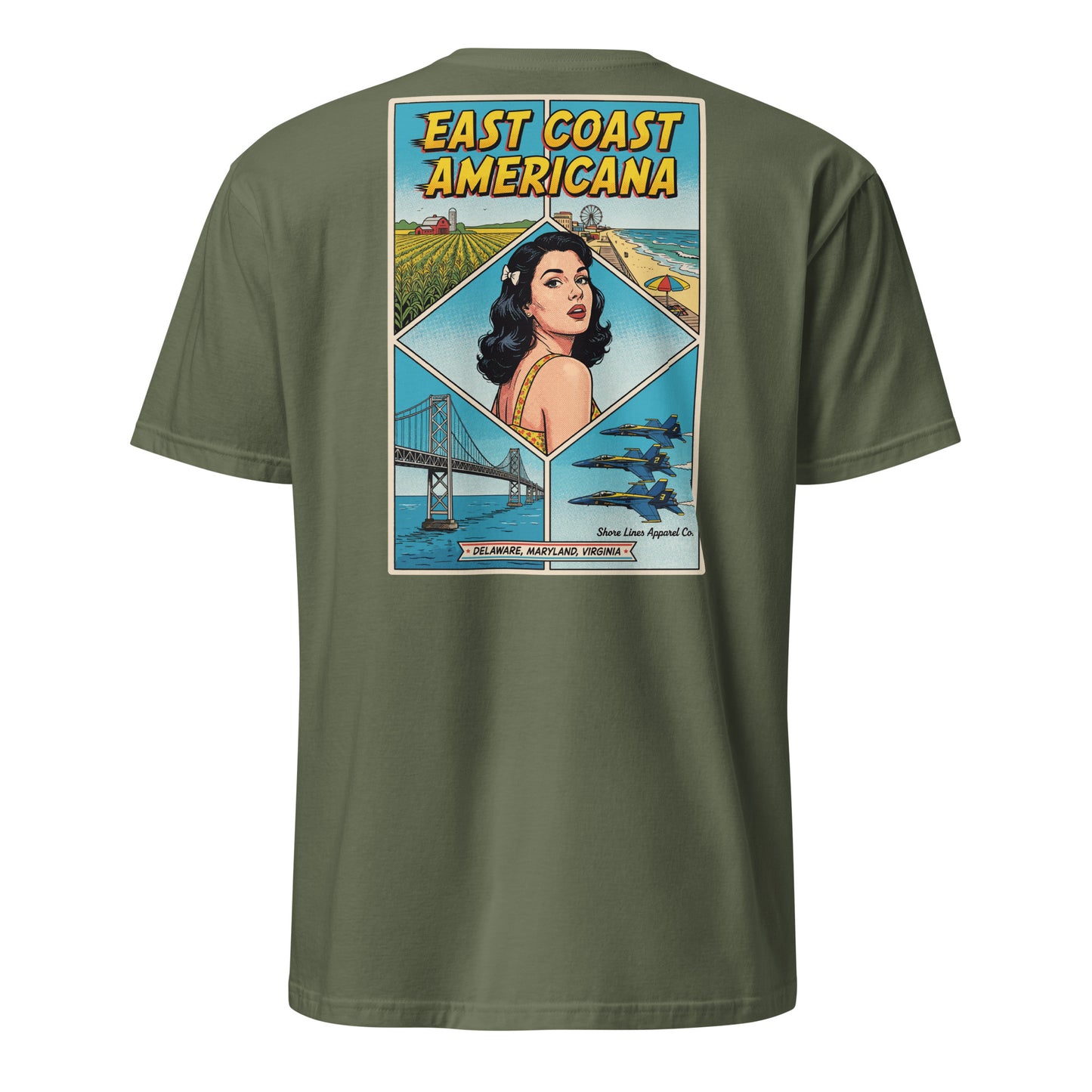 East Coast Americana | Short Sleeve-militarygreen-Shore Lines Apparel Co.™