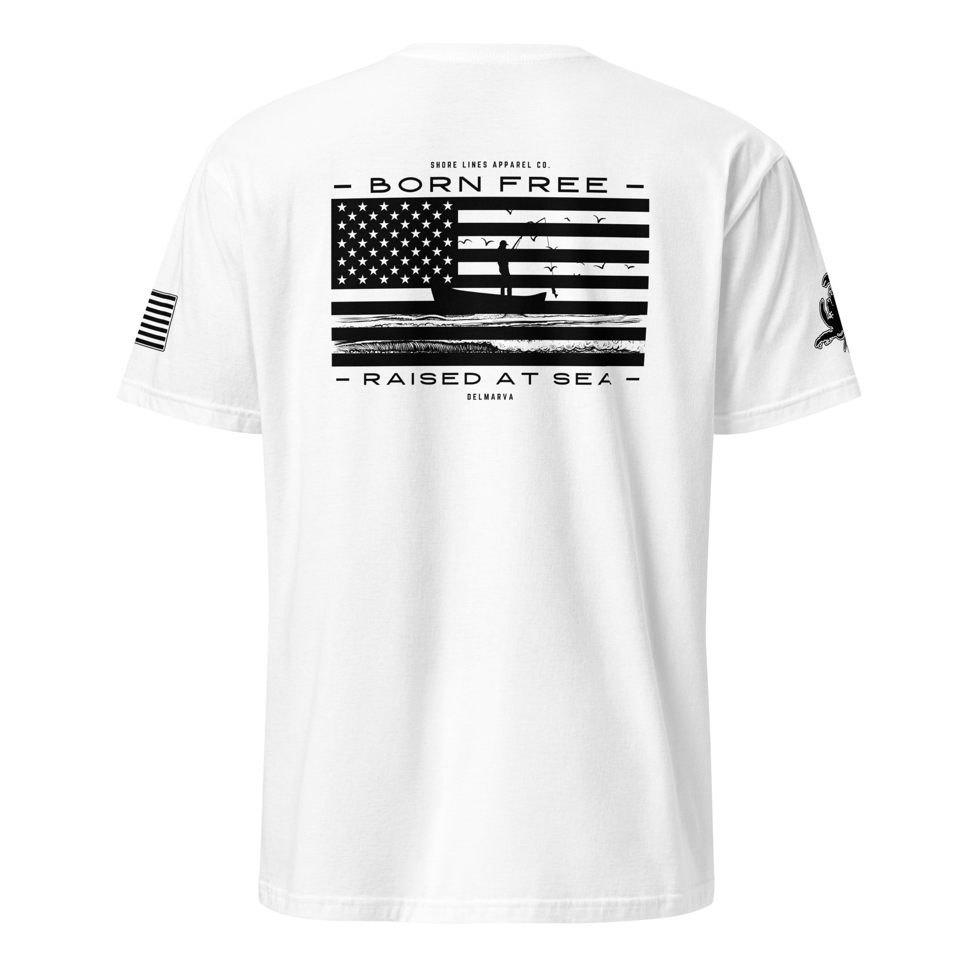 Born Free Raised at Sea | Short Sleeve P-white-Shore Lines Apparel Co.