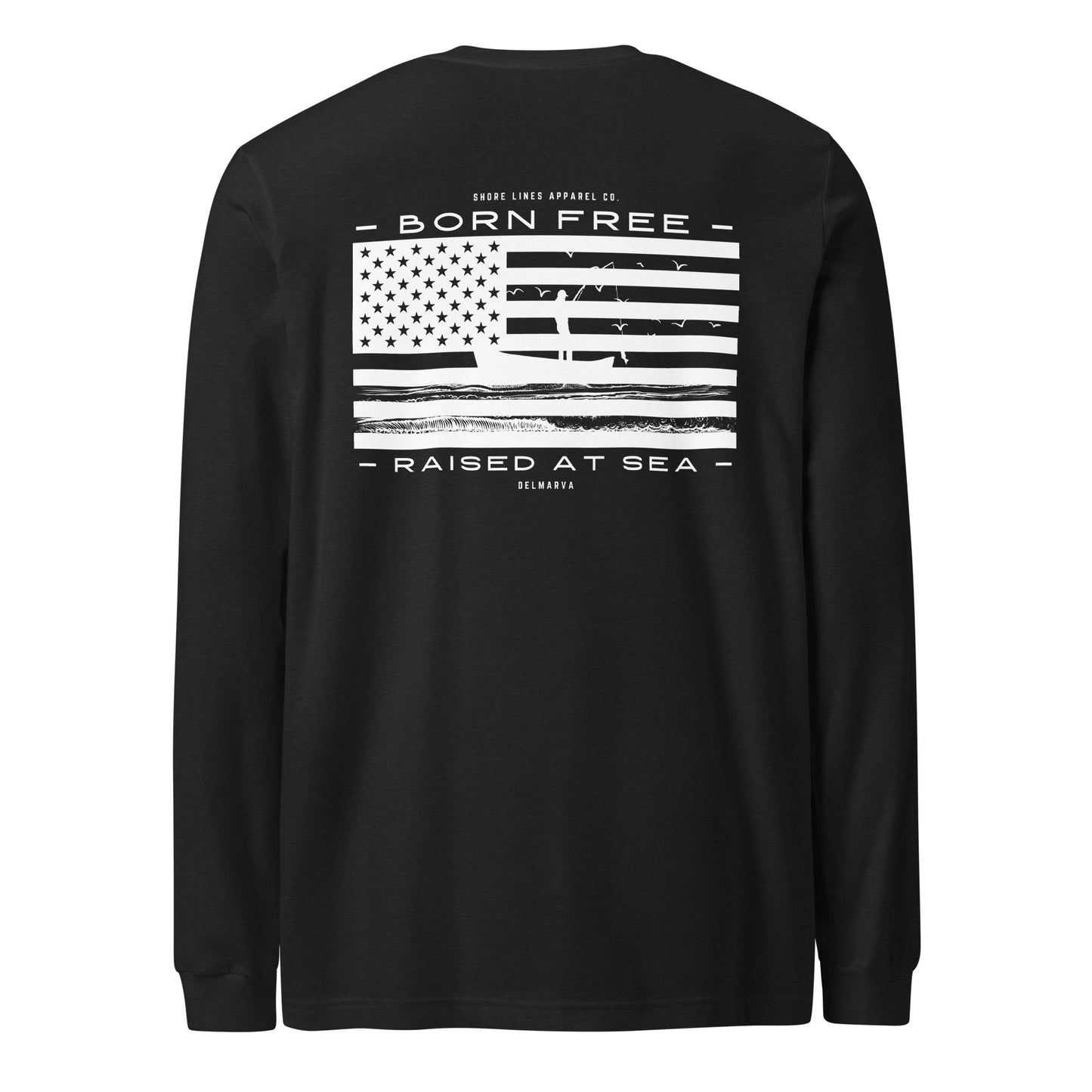 Born Free Raised at Sea | Core LS-black-Shore Lines Apparel Co.