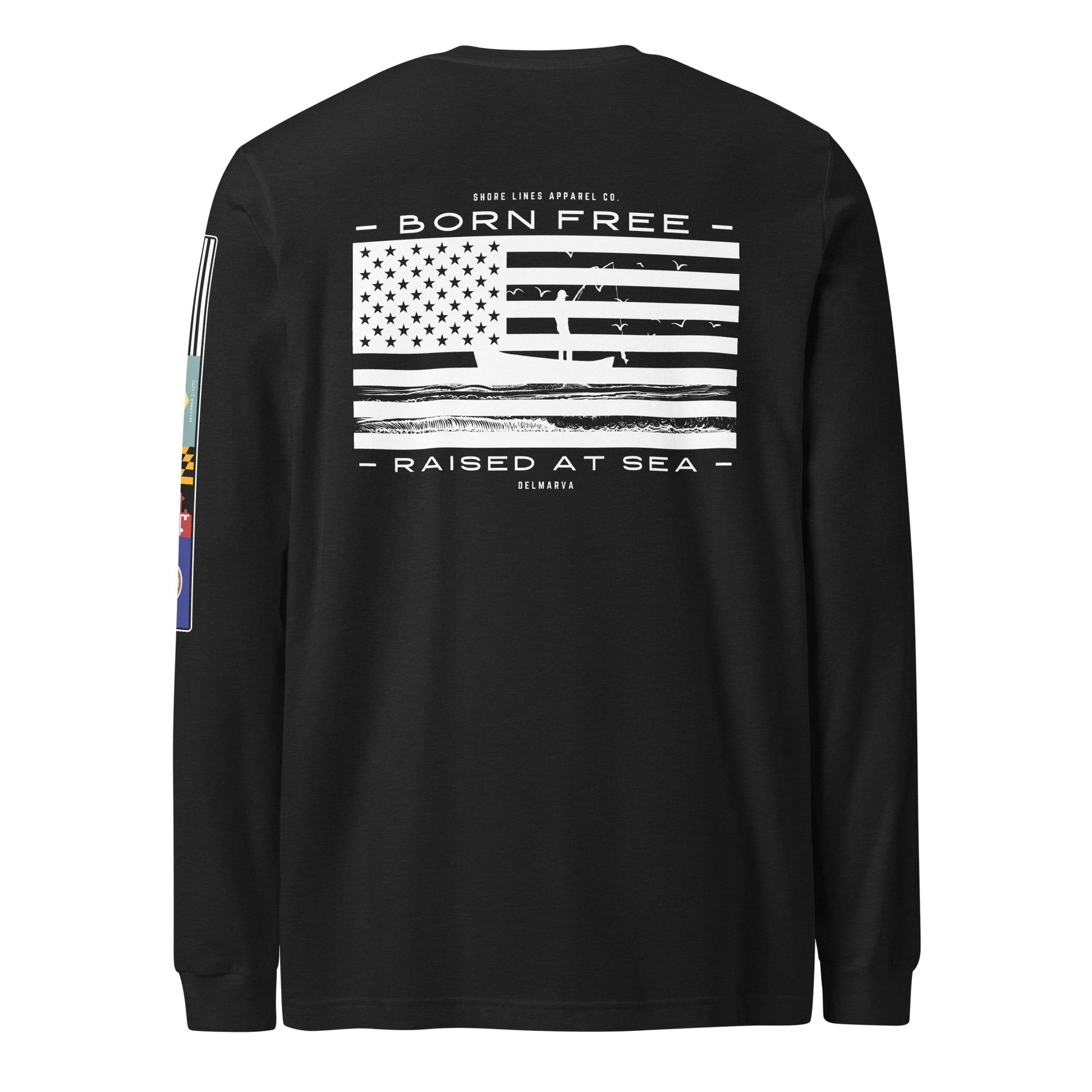 Born Free Raised at Sea | Core LS P-black-Shore Lines Apparel Co.